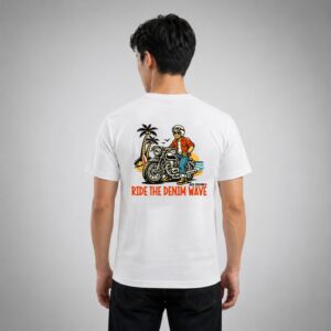 T-Shirt Special RIDE DENIM WAVES Graphic Tee White