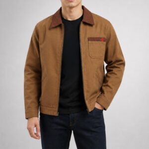 AOI DENIM WORK JACKET BROWN JAKET PRIA